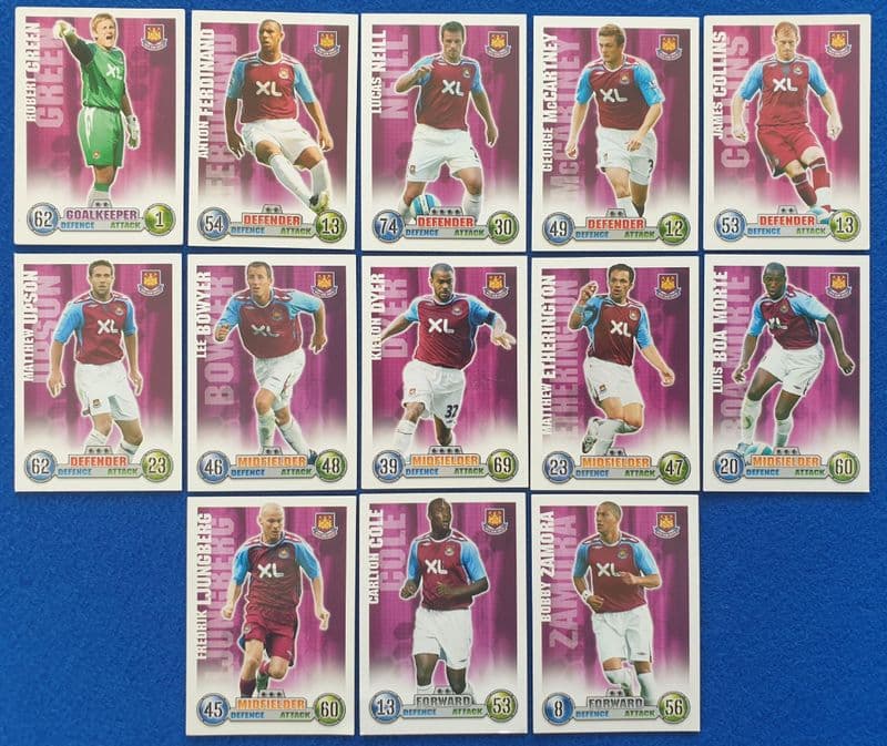 West Ham, Match Attax Cards x 13 (2007-08)