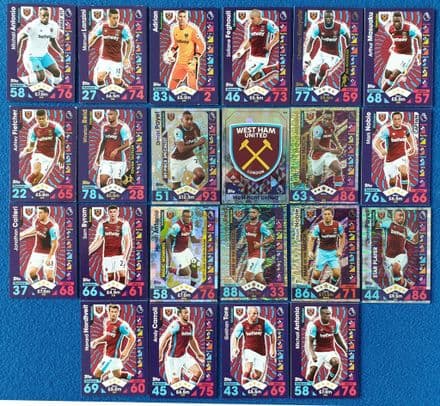 West Ham, Match Attax Cards x 22 (2016-17)
