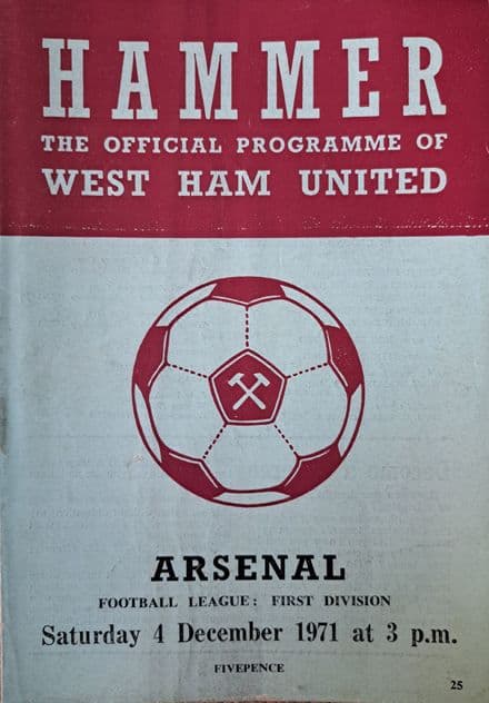 West Ham United v Arsenal, Div 1 (1971, Dec 4th)