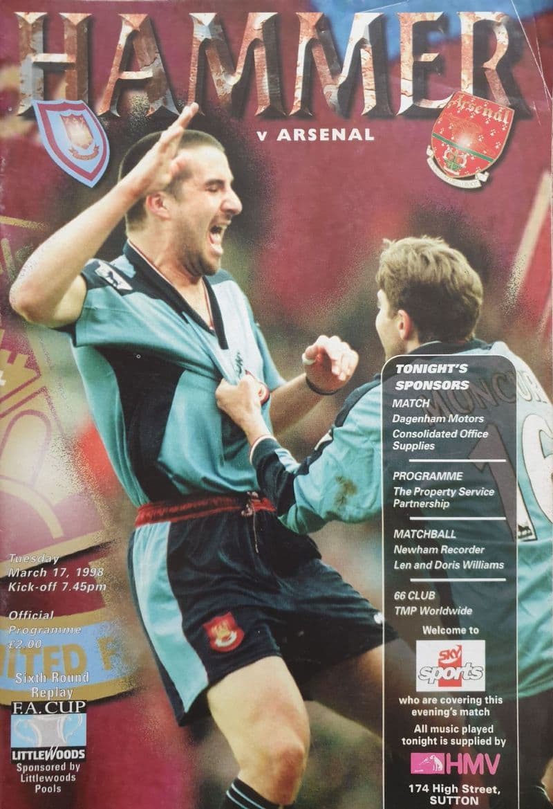 West Ham United v Arsenal, FA Cup (1998, Mar 17th)