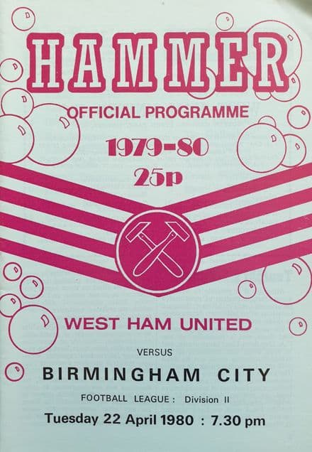 West Ham United v Birmingham, Div 2 (1980, Apr 22nd)