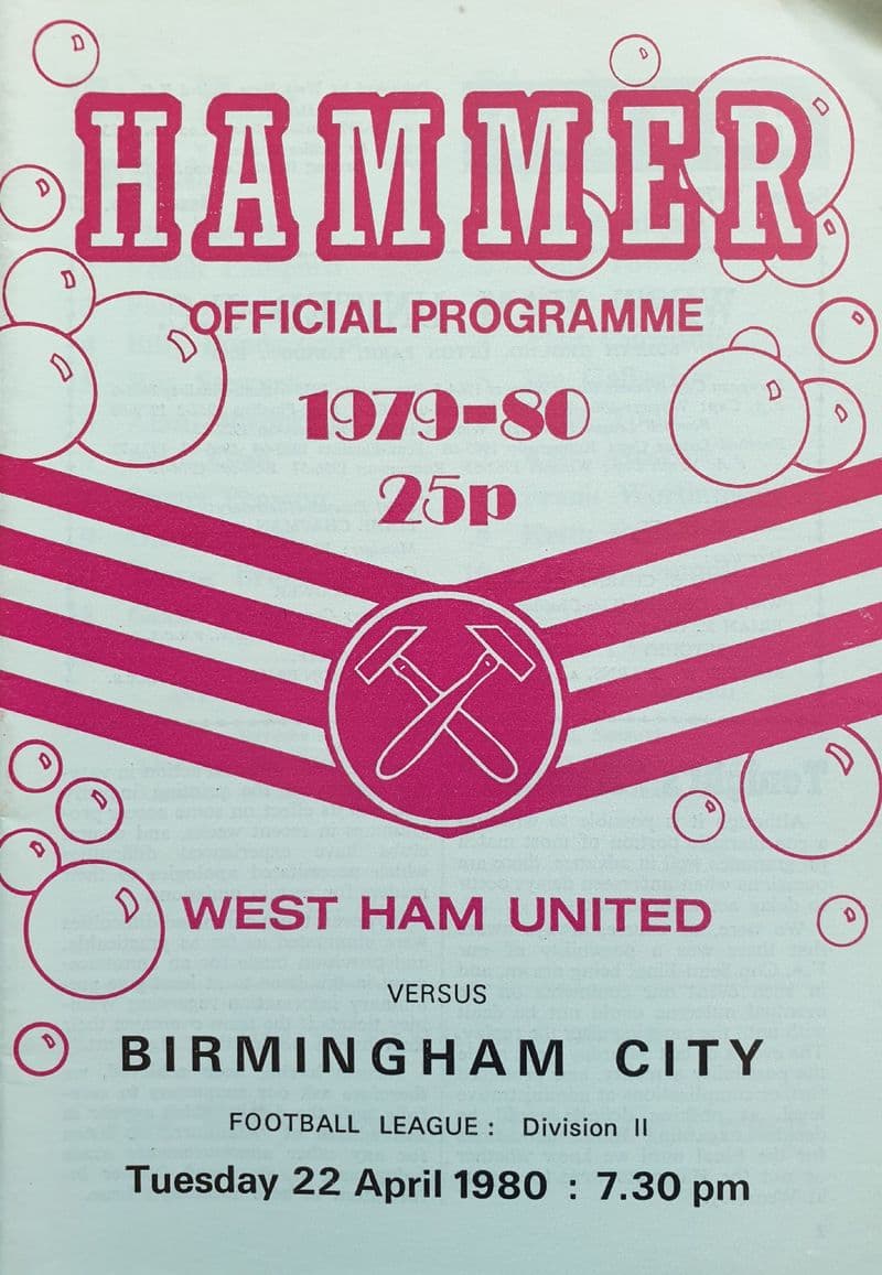West Ham United v Birmingham, Div 2 (1980, Apr 22nd)