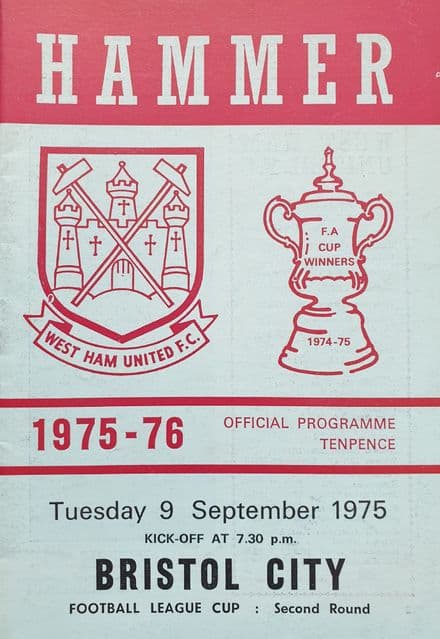 West Ham United v Bristol City, League Cup (1975, Sep 9th)
