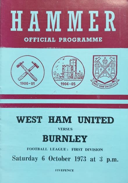 West Ham United v Burnley, Div 1 (1973, Oct 6th)