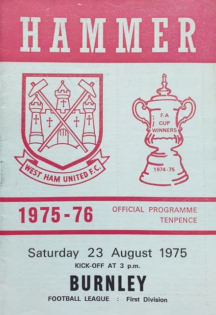 West Ham United v Burnley, Div 1 (1975, Aug 23rd)
