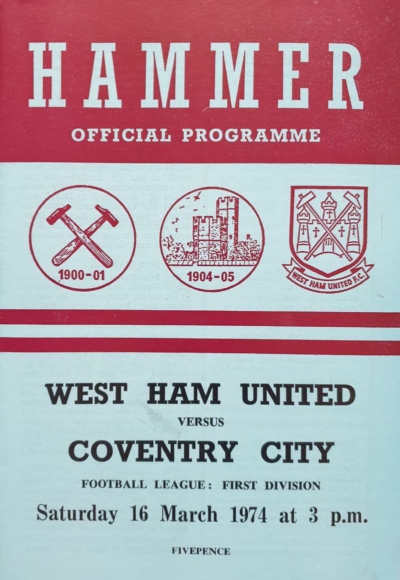West Ham United v Coventry, Div 1 (1974, Mar 16th)