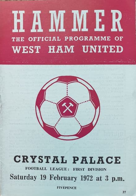 West Ham United v Crystal Palace, Div 1 (1972, Feb 19th)