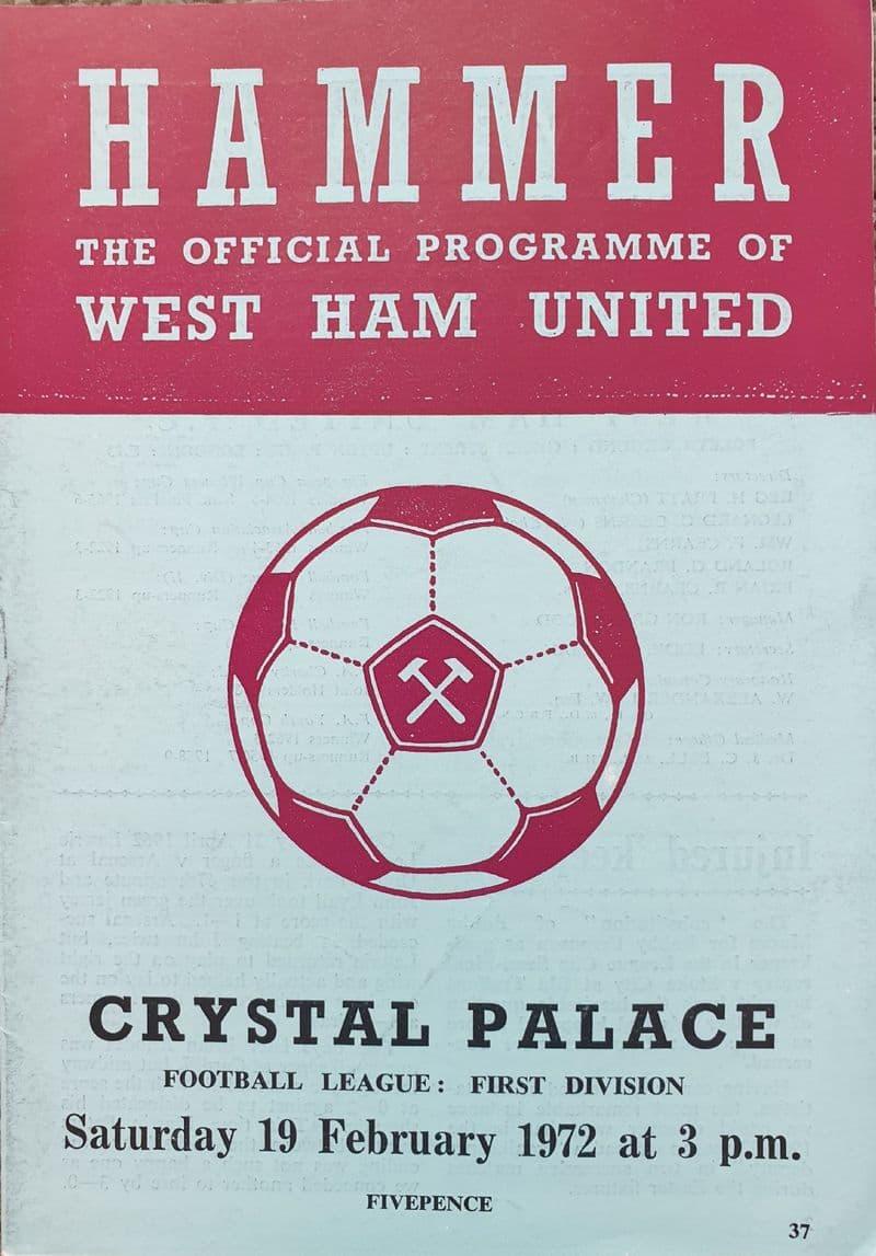 West Ham United v Crystal Palace, Div 1 (1972, Feb 19th)
