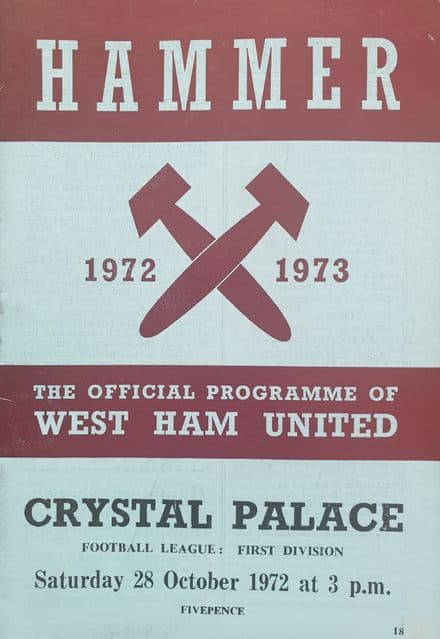 West Ham United v Crystal Palace, Div 1 (1972, Oct 28th)