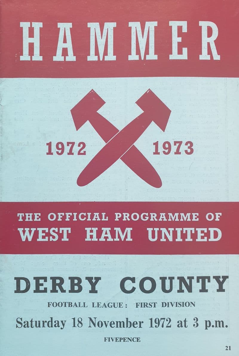 West Ham United v Derby, Div 1 (1972, Nov 18th)