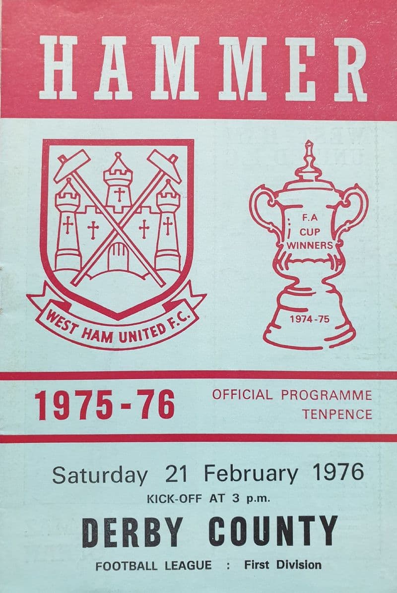 West Ham United v Derby, Div 1 (1976, Feb 21st)