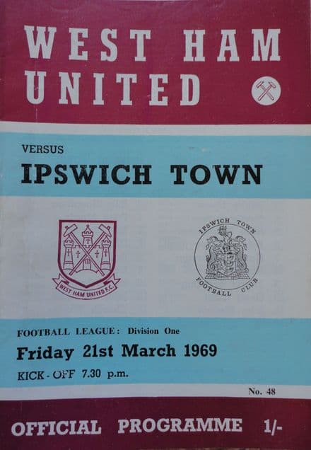 West Ham United v Ipswich, Div 1 (1969, Mar 21st)
