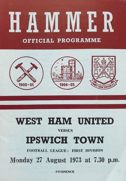West Ham United v Ipswich, Div 1 (1973, Aug 27th)
