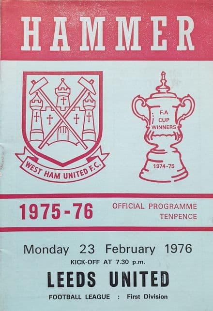 West Ham United v Leeds, Div 1 (1976, Feb 23rd)