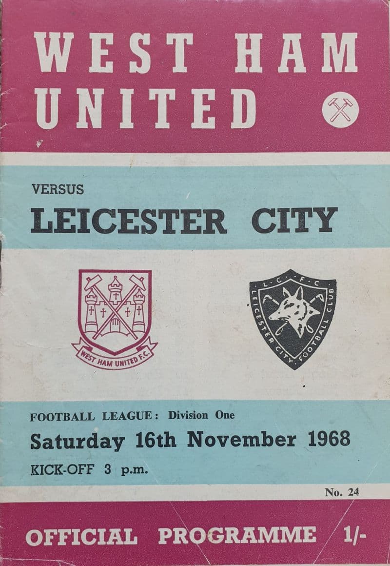 West Ham United v Leicester, Div 1 (1968, Nov 16th)