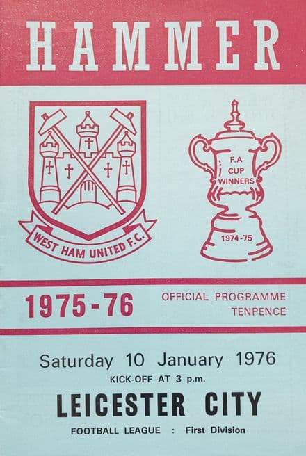 West Ham United v Leicester, Div 1 (1976, Jan 10th)