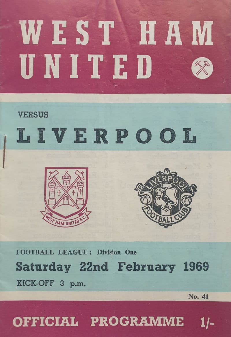 West Ham United v Liverpool, Div 1 (1969, Feb 22nd)
