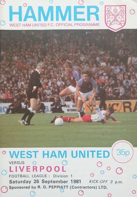 West Ham United v Liverpool, Div 1 (1981, Sep 26th)