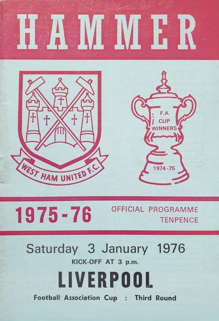 West Ham United v Liverpool, FA Cup (1976, Jan 3rd)