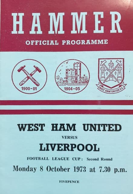 West Ham United v Liverpool, League Cup (1973, Oct 8th)