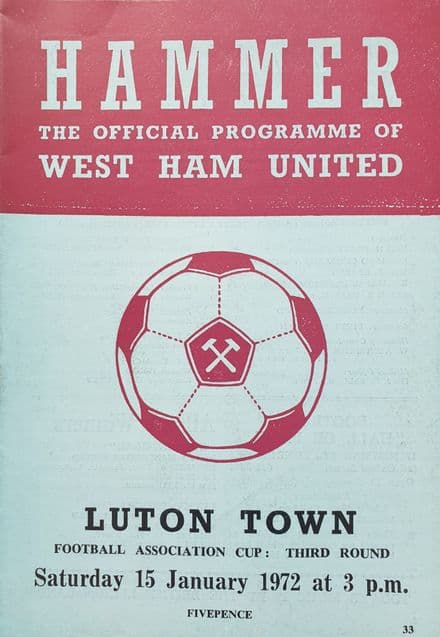 West Ham United v Luton, FA Cup (1972, Jan 15th)