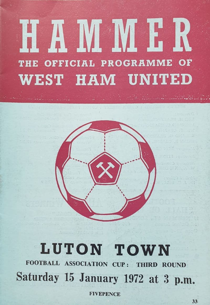 West Ham United v Luton, FA Cup (1972, Jan 15th)