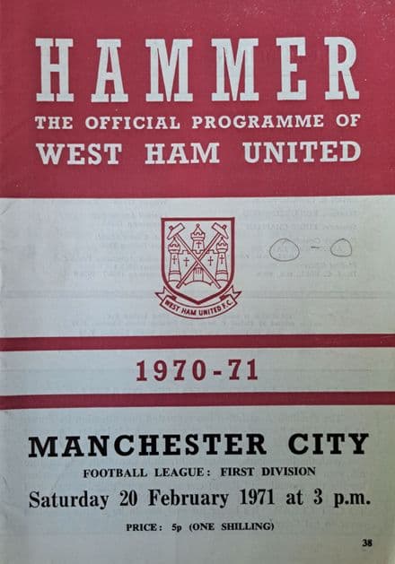 West Ham United v Manchester City, Div 1 (1971, Feb 20th)