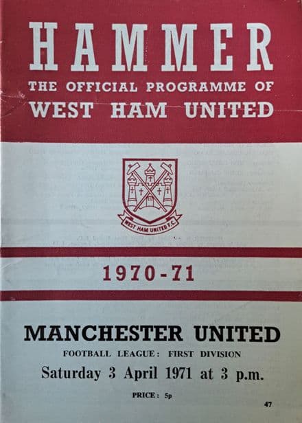 West Ham United v Manchester United, Div 1 (1971, Apr 3rd)