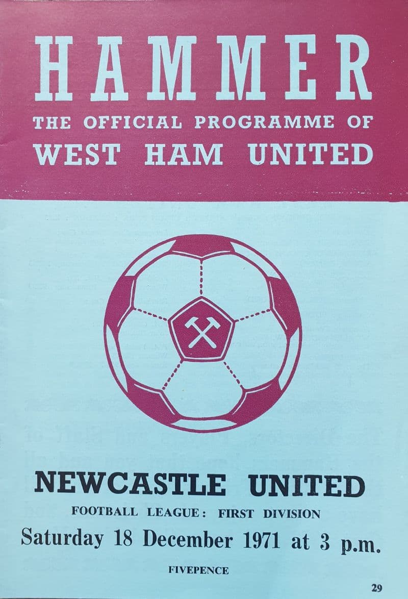 West Ham United v Newcastle, Div 1 (1971, Dec 18th)