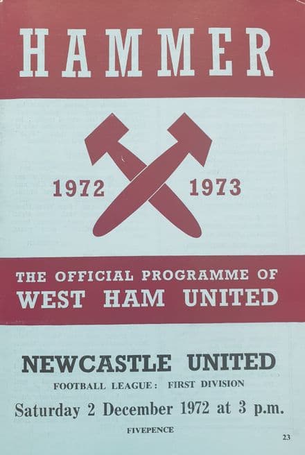West Ham United v Newcastle, Div 1 (1972, Dec 2nd)