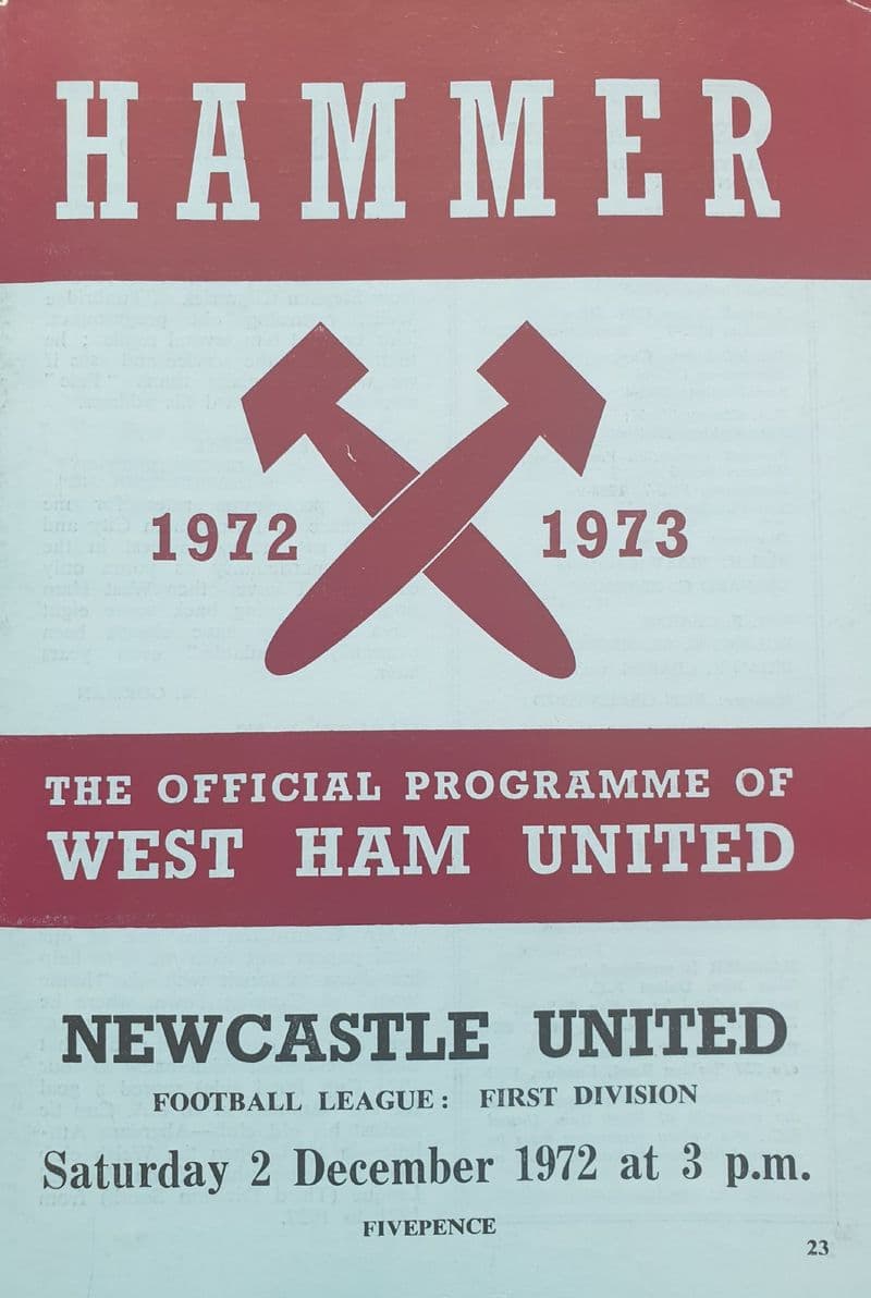 West Ham United v Newcastle, Div 1 (1972, Dec 2nd)