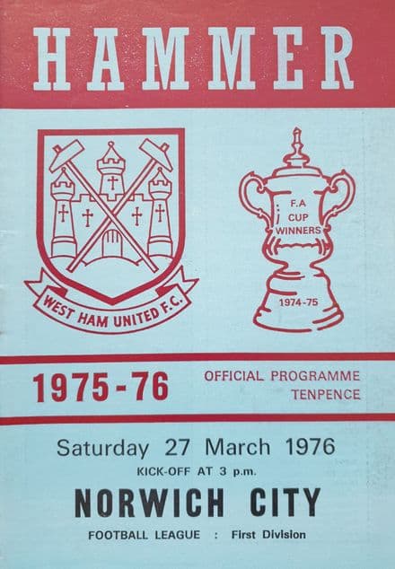 West Ham United v Norwich, Div 1 (1976, Mar 27th)