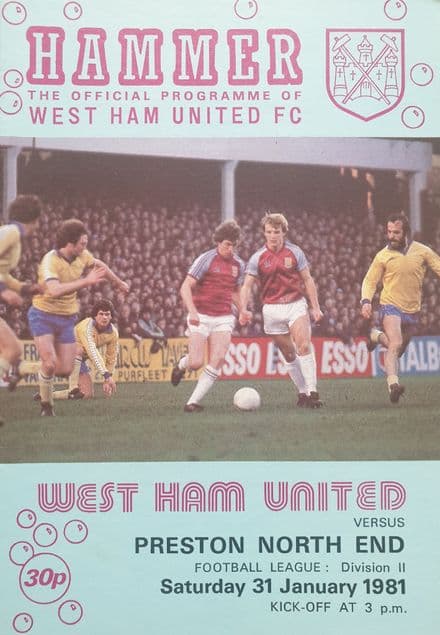 West Ham United v Preston, Div 2 (1981, Jan 31st)