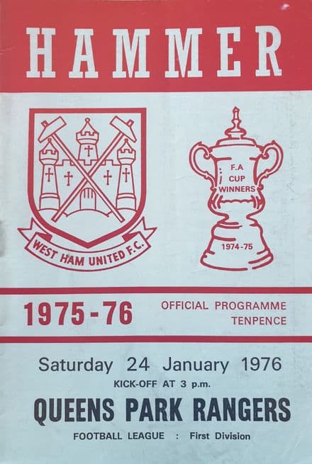 West Ham United v QPR, Div 1 (1976, Jan 24th)