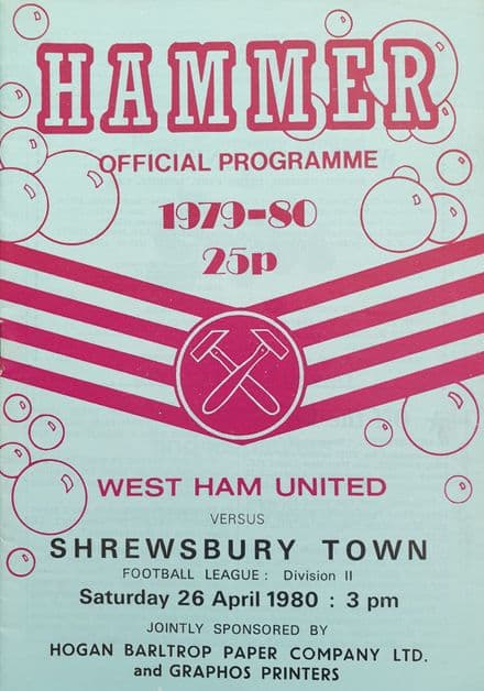 West Ham United v Shrewsbury, Div 2 (1980, Apr 26th)