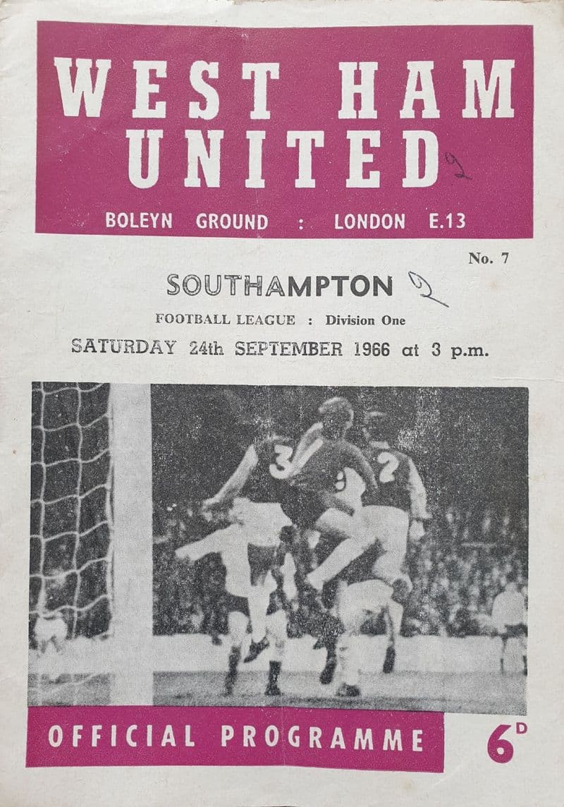 West Ham United v Southampton, Div 1 (1966, Sep 24th)