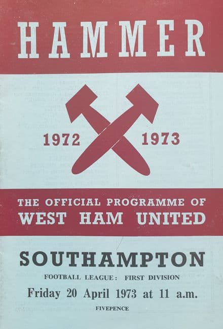 West Ham United v Southampton, Div 1 (1973, Apr 20th)