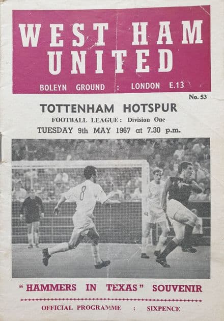 West Ham United v Tottenham Hotspur, Div 1 (1967, May 9th)