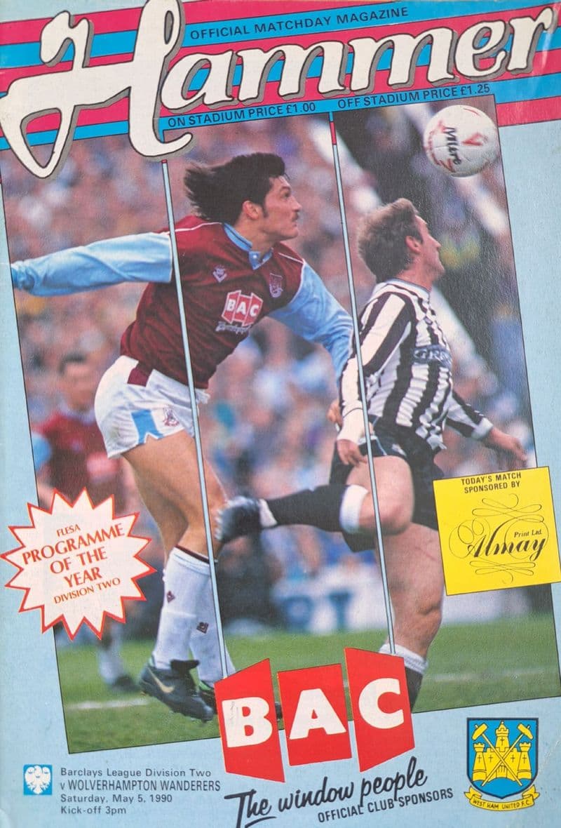 West Ham United v Wolverhampton Wanderers, Div 2 (1990, May 5th)