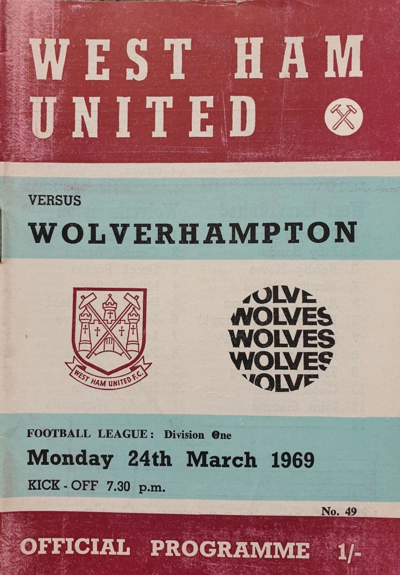 West Ham United v Wolves, Div 1 (1969, Mar 24th)