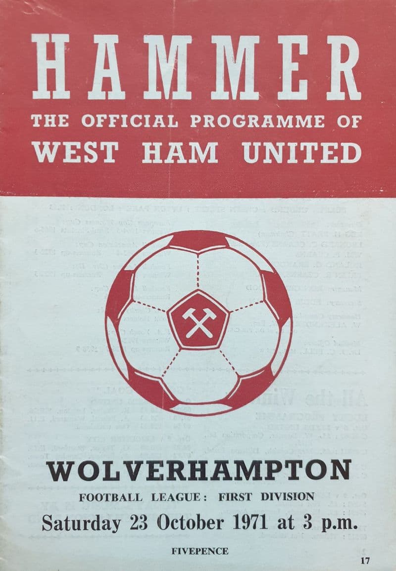 West Ham United v Wolves, Div 1 (1971, Oct 23rd)