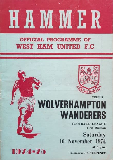 West Ham United v Wolves, Div 1 (1974, Nov 16th)
