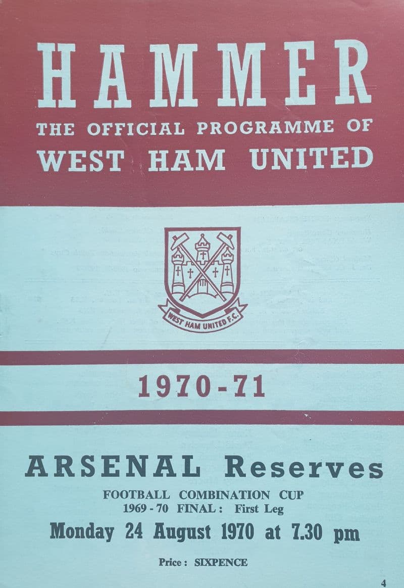 West Ham v Arsenal, Combination Cup (1970, Aug 24th)