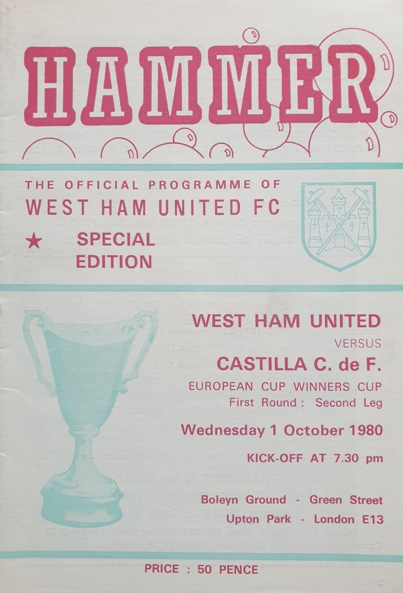 West Ham v Castilla, European CWC (1980, Oct 1st)