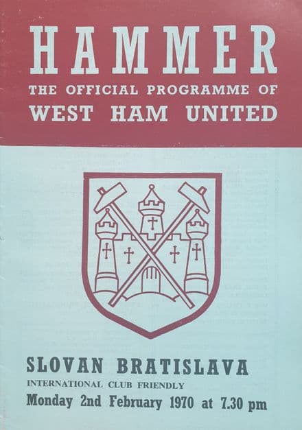 West Ham v Slovan Bratislava, Friendly (1970, Feb 2nd)