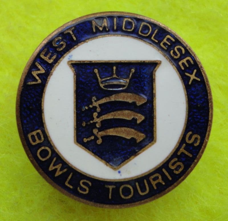 West Middlesex Bowls Tourists Enamel Pin Badge, W Reeves & Co