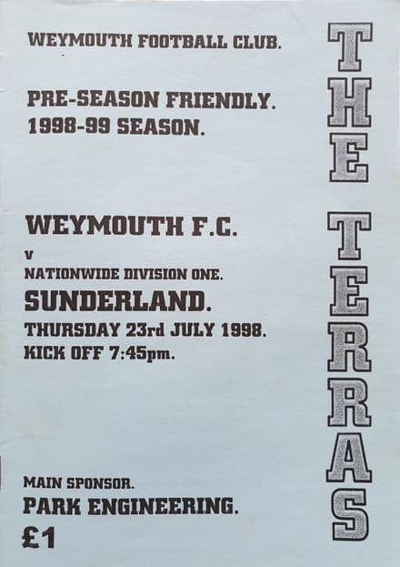 Weymouth v Sunderland, Friendly (1998, Jul 23rd)