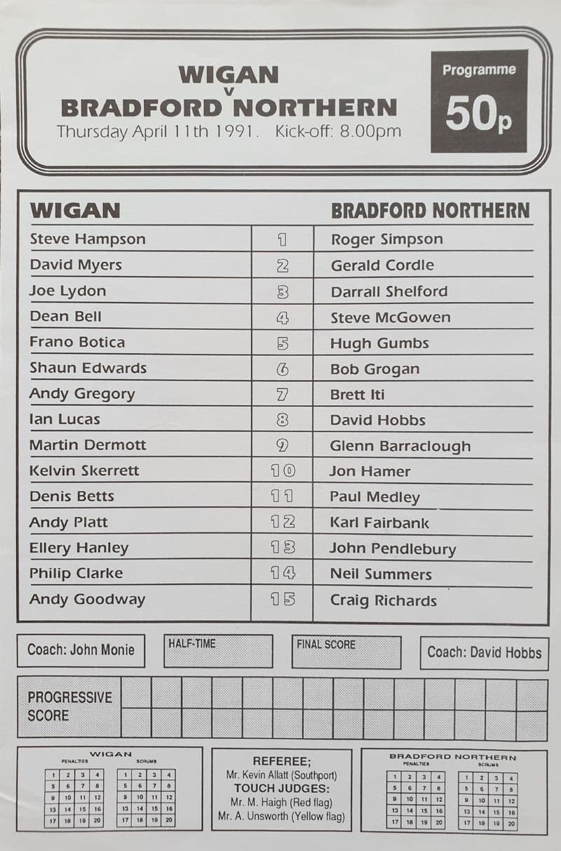 Wigan v Bradford Northern (1991, Apr 11th)