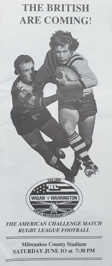 Wigan v Warrington Challenge Match Flyer 1989