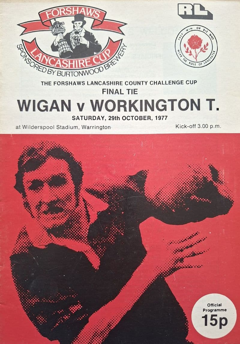Wigan v Workington, Lancs Cup F (1977, Oct 29th) No Writing